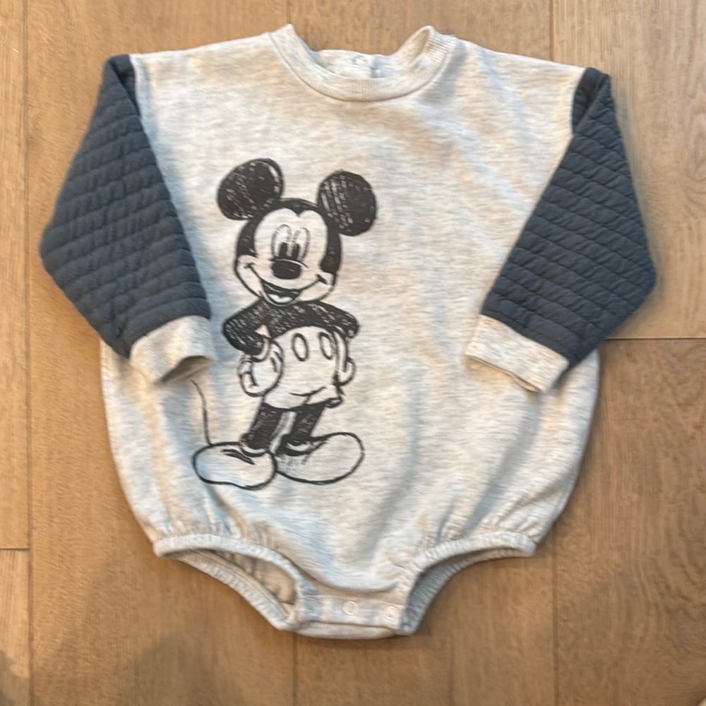 Disney Mickey Mouse Gray and Black Kids One Piece